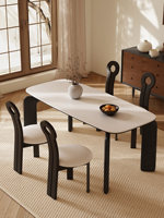 Table à manger longue en dalle de roche de style minimaliste nordique VRSUK, idéale pour les petits appartements, table de style italien, table ovale.
