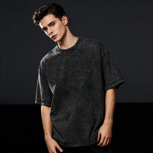 T-shirt 100% Cotone Lavato Stile Streetwear Vintage Oversize con Spalle Cadenti Personalizzabile Stampa di Alta Qualità Pesante da Uomo - Product Image 5