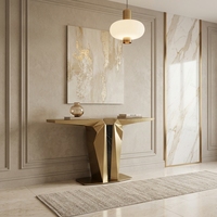Meuble de salon, console d'entrée en métal, style nordique moderne, table de console de luxe dorée pour villa et hôtel