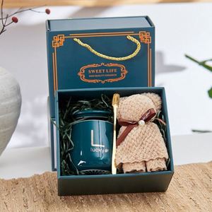 Mug en céramique créatif avec ensemble serviette souvenir et coffret cadeau pour la fête des pères et Noël, tasse à eau offerte - Product Image 4