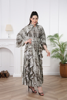 Robe longue plissée florale bohème pour femme, à manches longues, décontractée et élégante, idéale pour la plage ou le bureau, pour les marchés de l'UE, des États-Unis et du Moyen-Orient
