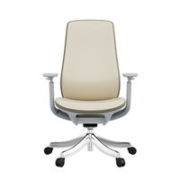 Fabricant de mobilier de bureau Vente en gros Intérieur Chaise de bureau ergonomique moderne à dossier moyen et à commande métallique en cuir artificiel blanc