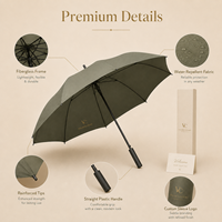 Parapluie droit grand format 25 pouces à ouverture automatique, résistant au vent, avec armature en fibre de verre, idéal comme cadeau de bienvenue pour les clients VIP des hôtels de luxe
