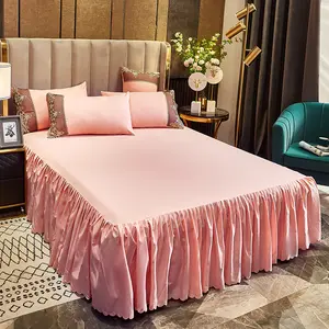 Nhà Máy Giá Amazon Hot Bán Châu Âu Nữ Hoàng giường váy 14 inch thả giường váy