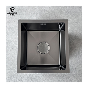 อ่างล้างจานสแตนเลส304เดียวสีดำกันรอยขีดข่วนสำหรับใช้ในบ้านไม่รวมก๊อกน้ำแฮนด์เมด - Product Image 2