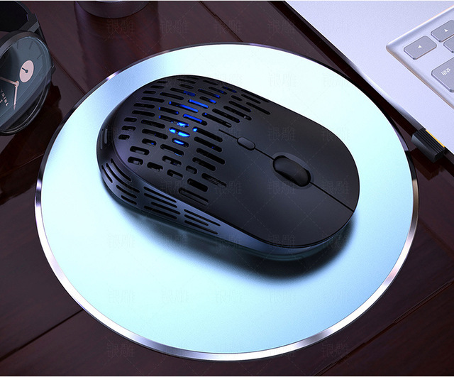 A6 RGB Light Hollow Wireless Mute Gaming Mouse PC Accessory for Home/Office Wireless Games Mouse 3 Gears of DPI for Computer