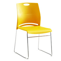 Chaise de salle à manger en acier massif avec coussin moelleux, empilable, design contemporain en forme d'arc, durable, légère, mobilier de restaurant