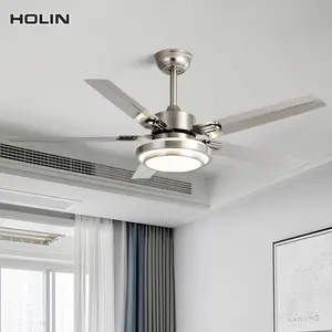 Ventilador de teto com luzes para uso doméstico, motor de metal com fio de cobre completo, com controle remoto, LED AC, 42 polegadas, bldc