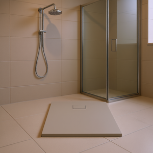 Base de Ducha SMC de 31.5 Pulgadas x 31.5 Pulgadas, Cuadrada, con Drenaje Central, Color Marrón, Diseño Minimalista - Product Image 2