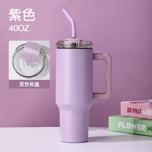 2024 LUCKCHEN avventura riutilizzabile viaggio Tumbler <span class=keywords><strong>Thermos</strong></span> isolato 40oz <span class=keywords><strong>tazza</strong></span> di caffè con manico in paglia - Product Image 3
