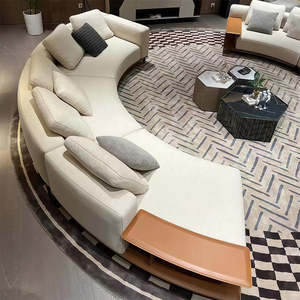 طقم أريكة حديث منحني بتصميم وحدات مع تنجيد قماشي، كنبة دائرية لغرفة المعيشة وديكور المنزل - Product Image 3
