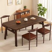Table à manger en bois massif de style italien avec 4 chaises de 18mm d'épaisseur pour table 45 coins arrondis pour restaurant à domicile