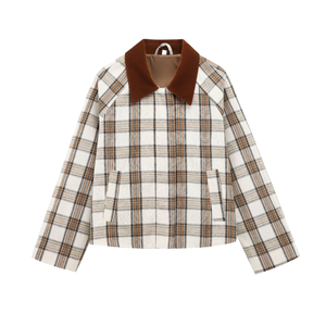 Style Spring New Casual Varsity <b>Jacket</b> With Turn-Down Collar Sub-Lapel Cape Style Custom Women British Style Plaid Cape <b>Jacket</b> - Product Image 1