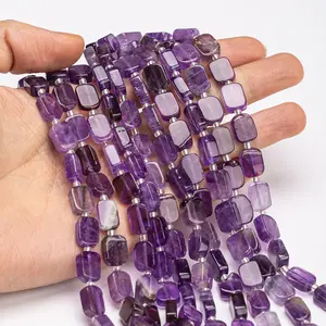 10x13mm Rectangle Natural Amethyst Beads Semi Precious Gemstone Beads for Jewelry Making