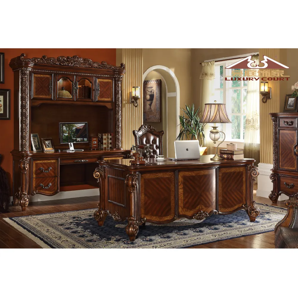 Longhao móveis de luxo clássico, mesa de escritório móveis de mesa