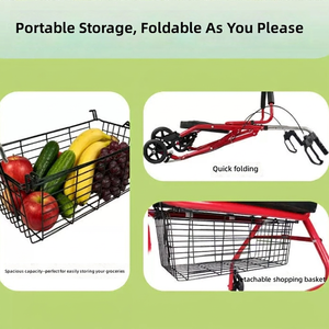 Déambulateur pliant léger à quatre roues pour usage extérieur, pliage en une seconde, aide à la mobilité durable pour personnes âgées - Product Image 4