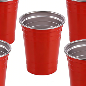 Mug en acier inoxydable à paroi simple de 500 ml avec logo personnalisé 2026, idéal pour les enfants, anti-fuite, avec paille et couvercle, tasse à bière de 12 oz, rouge bar - Product Image 1