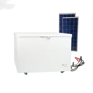 Double doors 12v deep chest freezer freezer work with solar panel and battery solar cooler