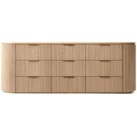 Commode Byron à 9 tiroirs en bois massif de chêne moderne, rainures verticales, 3 niveaux, écologique, autoportante, pour chambre et salon