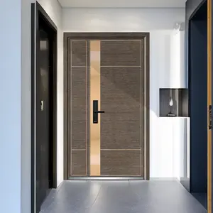 עיצוב קלאסי דלתות חזית מגורים מעץ פלדה חיצוני דלתות משוריין בתים