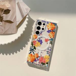 Funda Magnética de Lujo con Diseño Floral IMD para <span class=keywords><strong>Samsung</strong></span> S26 Ultra S25 S24 FE, Accesorios para Teléfono, Carcasa Trasera Transparente de TPU y PC con Diseño Floral - Product Image 3