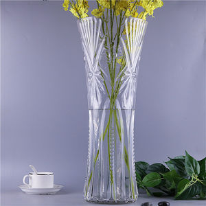 अतिरिक्त बड़े हाइड्रोपोनिक भाग्यशाली बांस की व्यवस्था लिविंग रूम के लिए फर्श कांच के फूलदान में ताजा सूखे फूलों की व्यवस्था - Product Image 4