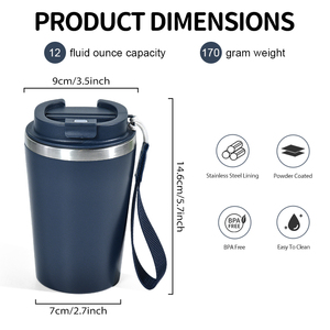 Vasos <span class=keywords><strong>de</strong></span> Viaje Personalizados con Logotipo, Vasos <span class=keywords><strong>de</strong></span> Café <span class=keywords><strong>de</strong></span> Acero Inoxidable con Capa Exterior <span class=keywords><strong>de</strong></span> Plástico y Capa Interior <span class=keywords><strong>de</strong></span> Plástico <span class=keywords><strong>de</strong></span> 12 oz, Tazas <span class=keywords><strong>de</strong></span> Café <span class=keywords><strong>de</strong></span> Plástico Personalizadas - Product Image 2