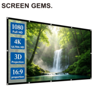 Écran de projection OEM simple 100 pouces 16:9 4K HD pliable 3D en tissu blanc mat anti-lumière portable pour films à domicile