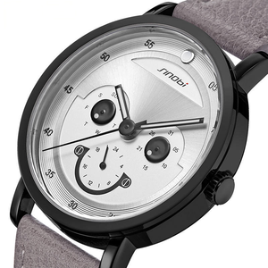 Montre à quartz pour homme, cadran multifonction, <span class=keywords><strong>jour</strong></span>, <span class=keywords><strong>date</strong></span>, sous-cadrans 24 heures, boîtier noir, bracelet en cuir - Product Image 2