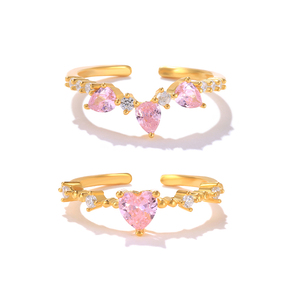 ROXI S925 Sterling Silver 18K Gold-plated pink Zircon Wedding Opening <b>Adjustable</b> <b>Ring</b> Gift - Product Image 2