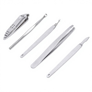 <b>Pink</b> Leather Manual Manicure Set with 9 Stainless Steel <b>Tools</b> CE Certified Class I for Nail Care and Grooming - Product Image 2