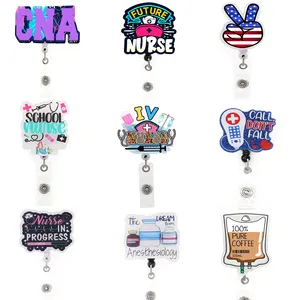 Custom design badge holder mix style reel accessories gift party For nurse doctor acrylic luxury 2023 new product