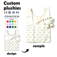 Sac de courses pliable personnalisé avec image de dessin animé, sac fourre-tout en peluche anti-déchirure en forme de chien, logo OEM, écologique, portable pour la vente en gros