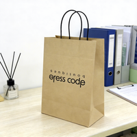 Sacs en papier kraft personnalisés de luxe écologiques avec logo et couleurs sur mesure, épais, pour le shopping, avec poignées