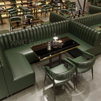 Banquette en cuir courbée pour restaurant, mobilier de restaurant avec table ronde pour restaurant commercial, café