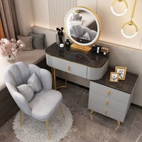 Table de toilette moderne avec miroir éclairé par LED, coiffeuse pour chambre à coucher, hôtel, maison