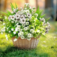 2 Set Pot Bunga Gantung Sutra Buatan Tiruan 24 Bundel Eucalyptus Daisy Realistis Tahan UV Besar untuk Luar Ruangan