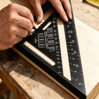 Règle triangulaire en alliage d'aluminium de 12 pouces, outil triangulaire à 45/90 degrés, règle à angle droit, outils de mesure pour la menuiserie