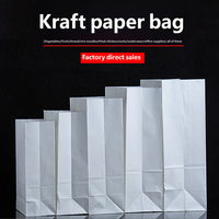 Sac en papier kraft blanc personnalisé à fond carré, qualité alimentaire, pour boulangerie, pain, snacks, plats à emporter, restaurant, emballage de courses