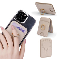 Porte-cartes de luxe en cuir PU avec anneau de maintien, support pliable, multiples fentes pour cartes, portefeuille d'identité universel, personnalisable en usine