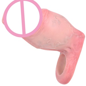 FAAK Silicone Realistic Fat Hollow <b>Dildo</b> Open-ended Large Penis Sleeve Size S M Cock Enlarger Delay Ejaculate Sex Toys for Men - Product Image 2