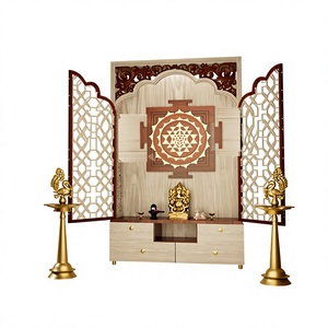 Traditional Teak Wood Pooja <b>Mandir</b> Ideas for Indian Homes Customised Jainism Wooden <b>Mandir</b> in Teak Wood For Home Decor Setup - Product Image 4