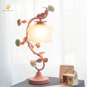 Moderne kreative einfache Rose Blume Tisch leuchte Schlafzimmer rosa Edelstahl Mädchen Kinderzimmer Schreibtisch lampe mit E14 Sockel - Product Image 2