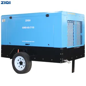 60kw 80hp 10bar 7bar 250cfm Fuel-Efficient Portable Mobile Diesel Engine Screw Air Compressor For Sandblasting Mining