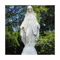 Sculpture de la Vierge Marie en marbre blanc, sculpture religieuse catholique en pierre naturelle, décoration de jardin, décoration extérieure, décoration intérieure
