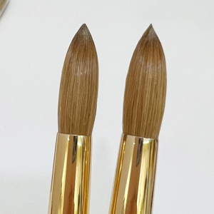 USA Professional 100% Kolinsky Acrylic Nail <b>Brush</b> Oval Premium Quality Crimped Ferrule Soft Metal Handle Sizes #16-#24 - Product Image 3