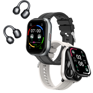 Montre Connectée D12 Fréquence Cardiaque avec Écouteur Clip-on Sans Fil, Appels et Contrôles Musique, Grand Écran Tactile, Batterie 230mAh - Product Image 1