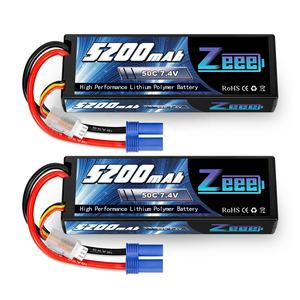 ZEEE 7.4V 50C 5200mAh 2s Lipo电池硬外壳，带EC5插头，用于RC Evader BX汽车卡车Truggy越野车坦克 - Product Image 1