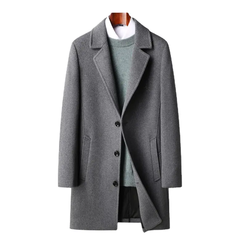 Men Winter Wool Coat Men's New High Quality Solid Color Simple Blends Woolen Pea Coat Male Trench Coat Casual Overcoat