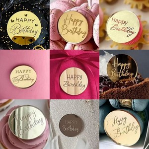 <span class=keywords><strong>Disco</strong></span> Circular de Acrílico para Decoración de Tartas con Texto "Happy Birthday", 1 Pieza, Éxito de Ventas para Topper de Cupcakes de Fiesta de <span class=keywords><strong>Cumpleaños</strong></span> - Product Image 2